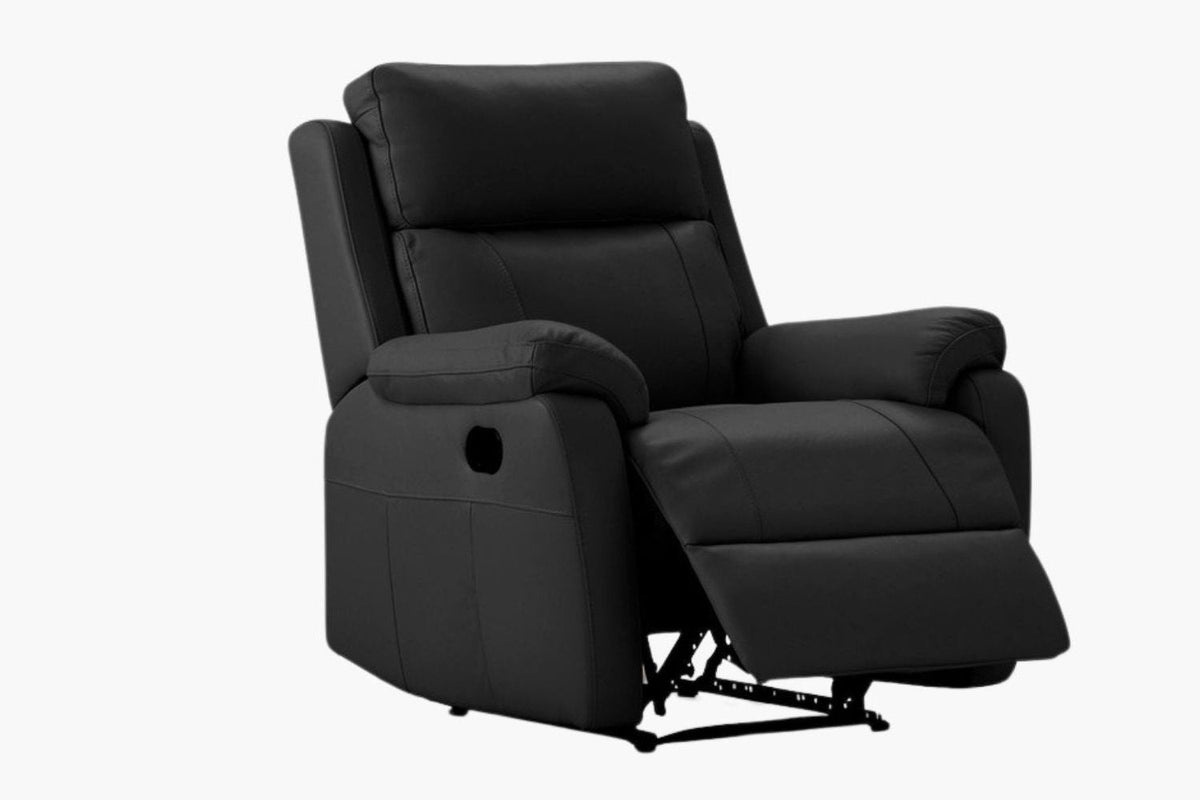 Venice Leather Recliner Armchair - Black