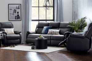 Venice Leather Recliner Suite - Black