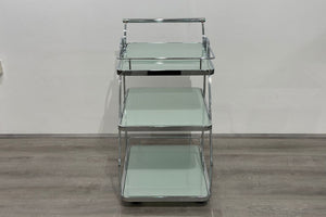 Walker Rectangle Bar Cart - White & Silver