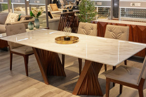 alpha marble dining table showroom