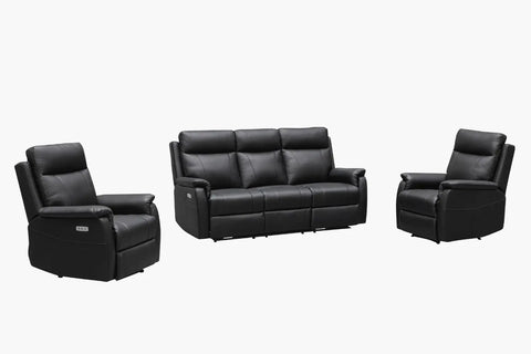 Como Leather Recliner Lounge Suite - Black - Adore Home Living - Da Vinci Collection - bd2024, Leather Lounge, recliner sofa, sale, sofa sets, springsale2024