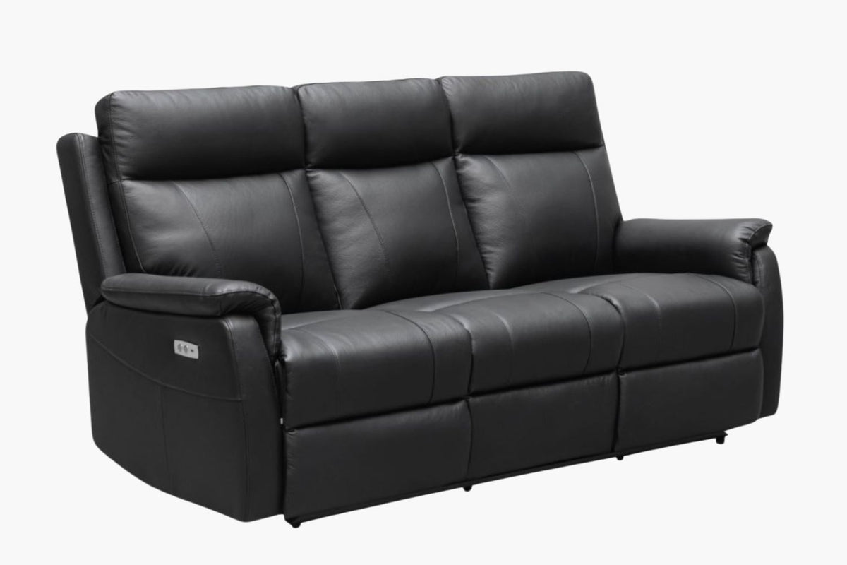 Como Leather 3 Seater Recliner - Latte