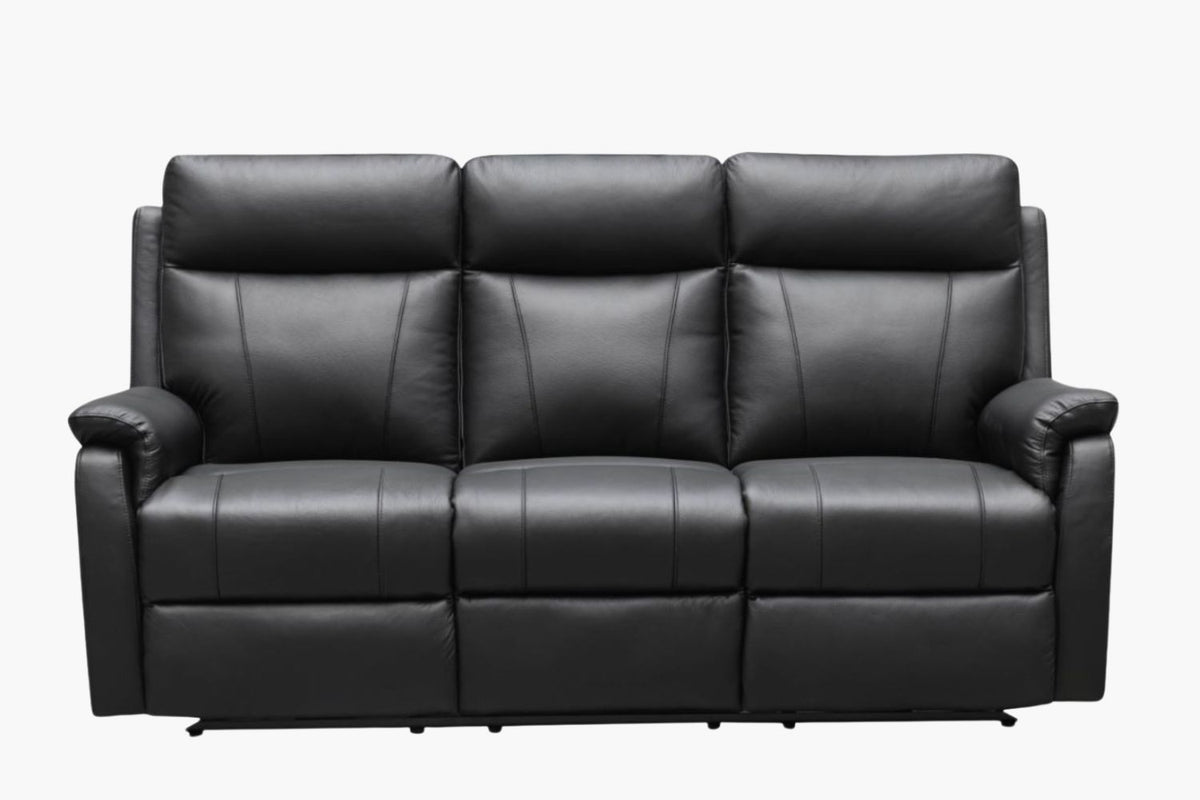 Como Leather Recliner Lounge Suite - Black