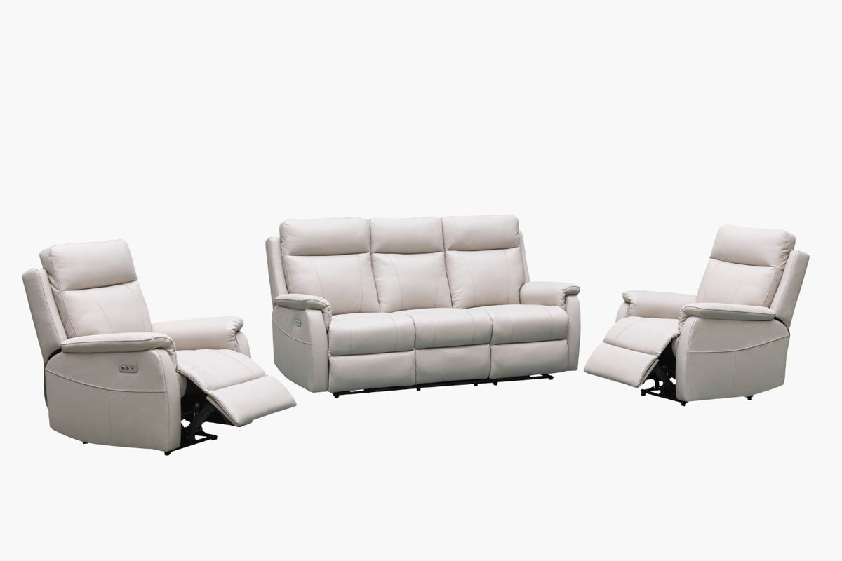 Como Leather Recliner Lounge Suite - Latte