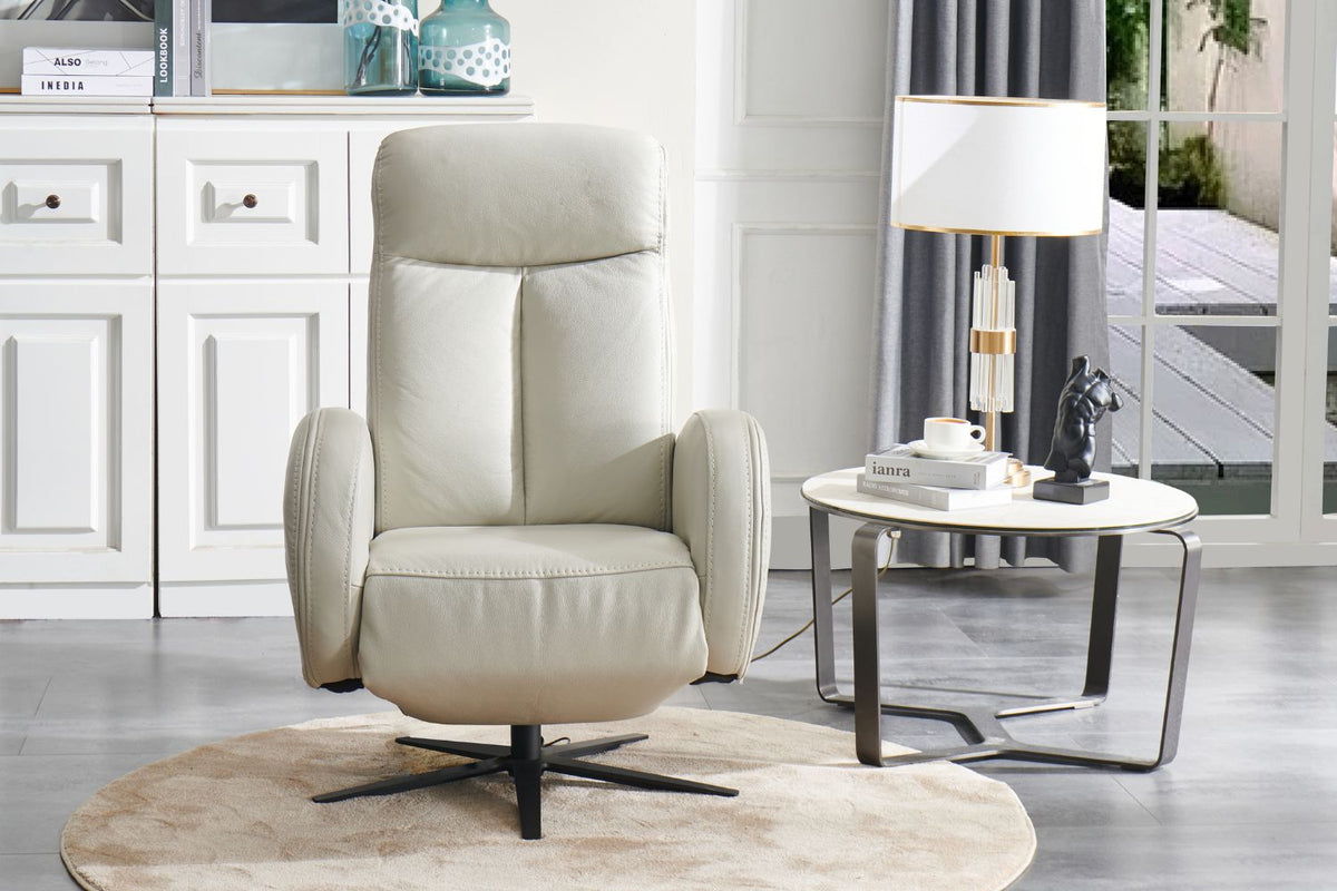 Holland Leather Recliner Armchair - Oyster