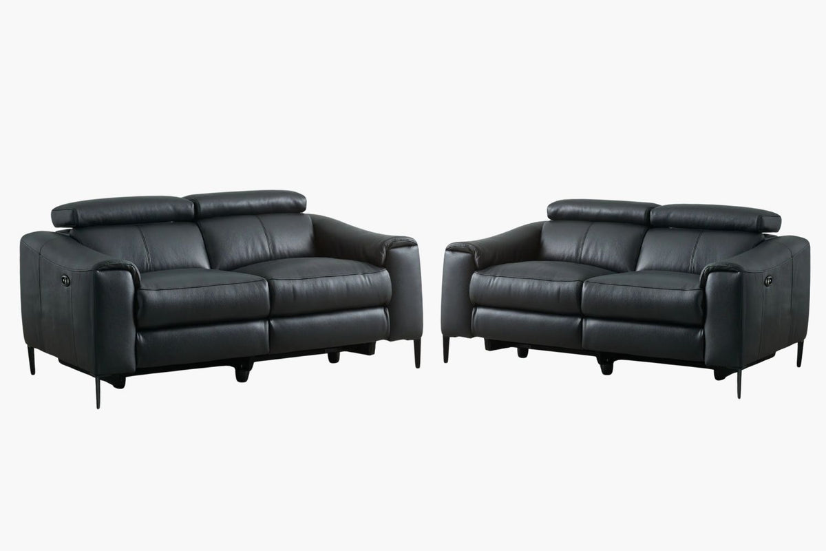 Rivera Leather Recliner Suite - Black