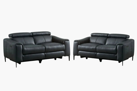 Rivera Leather Recliner Suite - Black - Adore Home Living - Da Vinci Collection - bd2024, DAVINCI, Leather Sofa, sale, sofa sets