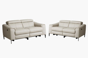 Rivera Leather Recliner Suite - Cream