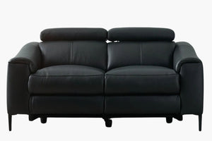 Rivera 2 Seater Leather Electric Recliner - Black