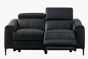 Rivera 2 Seater Leather Electric Recliner - Black