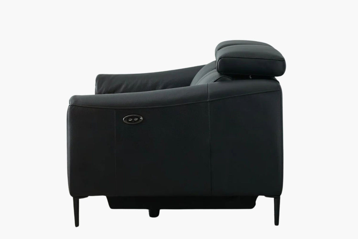 Rivera 2 Seater Leather Electric Recliner - Black