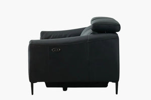 Rivera 3 Seater Leather Electric Recliner - Black