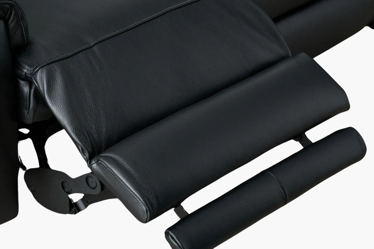 Rivera 3 Seater Leather Electric Recliner - Black