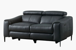 Rivera 3 Seater Leather Electric Recliner - Black