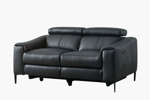 Rivera 2 Seater Leather Electric Recliner - Black