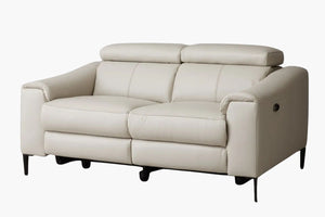 Rivera 3 Seater Leather Electric Recliner - Cream