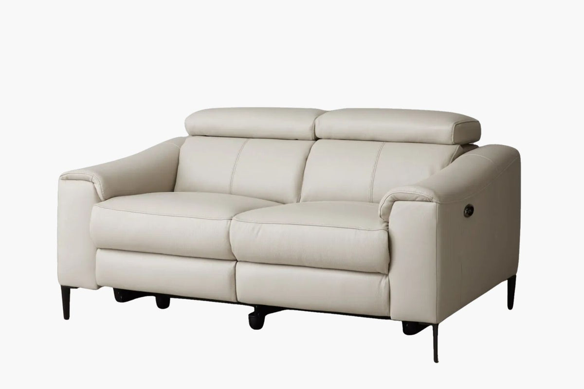 Rivera 2 Seater Leather Electric Recliner - Cream