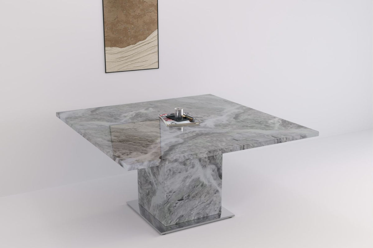 Tahana Marble Square Dining Table - Space Grey