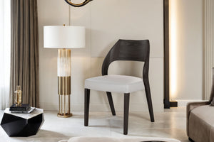 Unai Leather Dining Chair - Black+ Grey