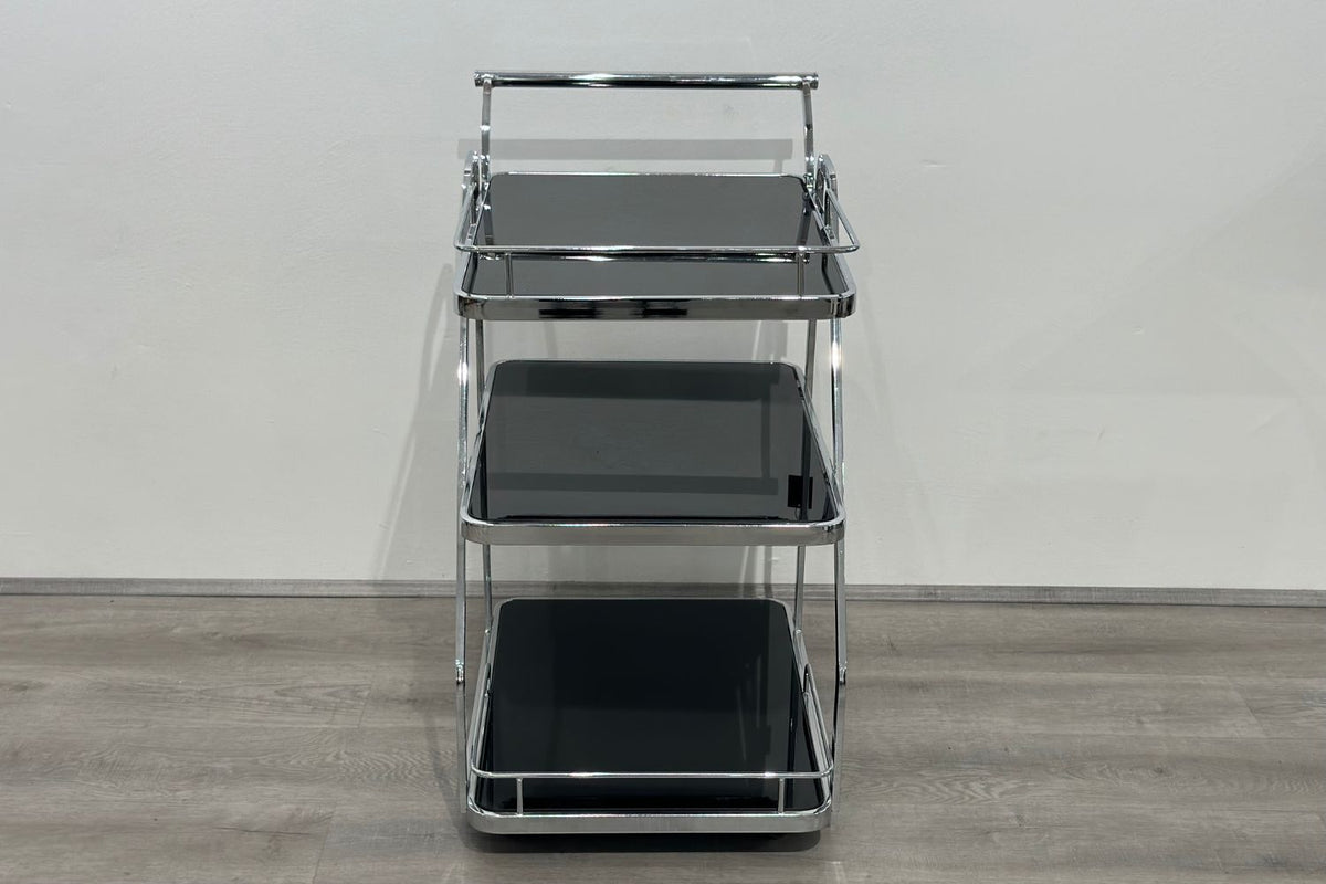 Walker Rectangle Bar Cart - Black & Silver