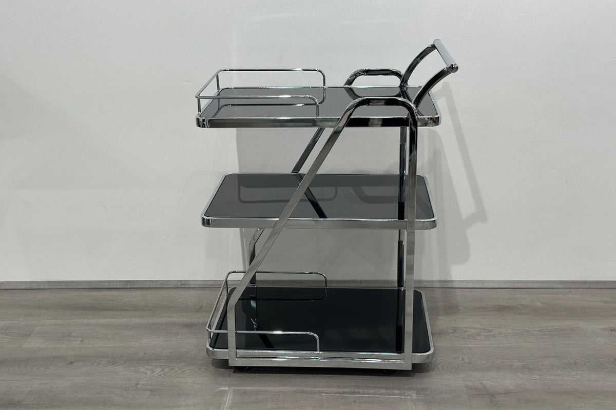 Walker Rectangle Bar Cart - Black & Silver