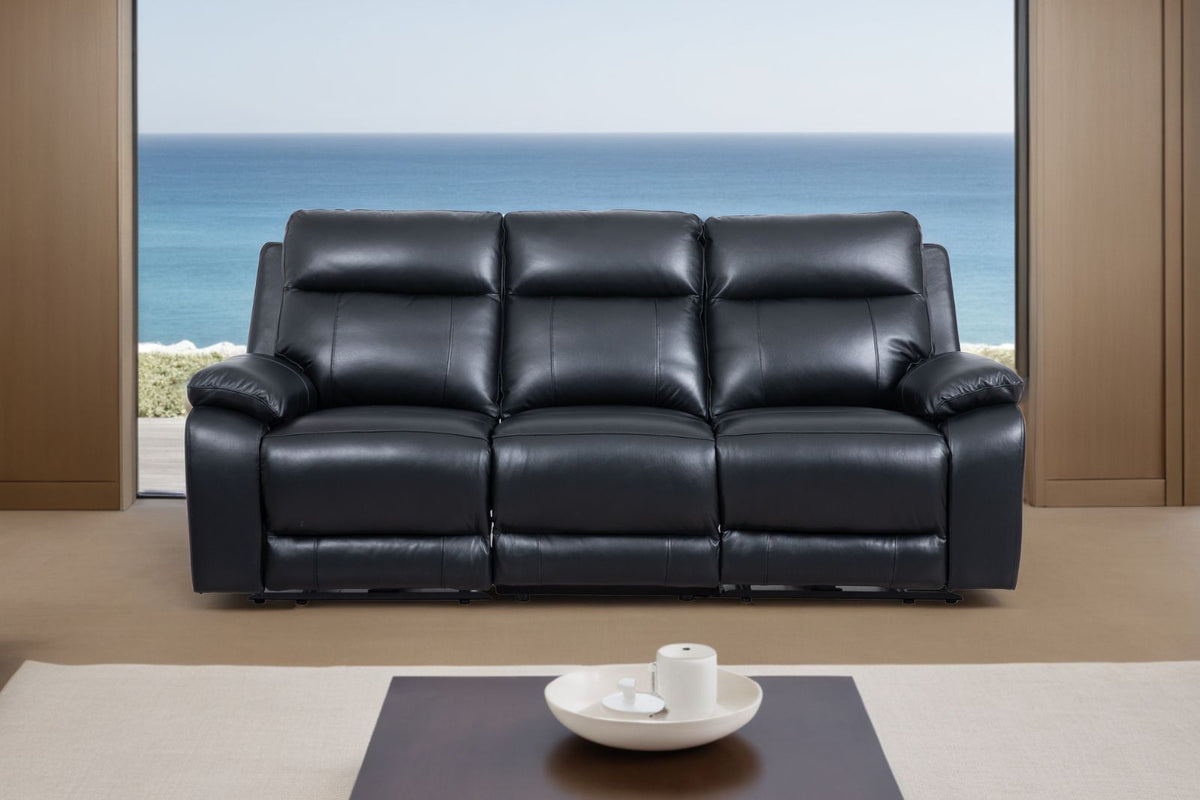 Yates Full Leather 3 Seater Electric Recliner - Black